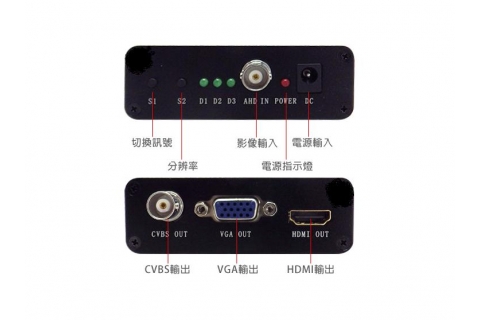 AHD(1080P) 轉 VGA/HDMI/CVBS 轉換器